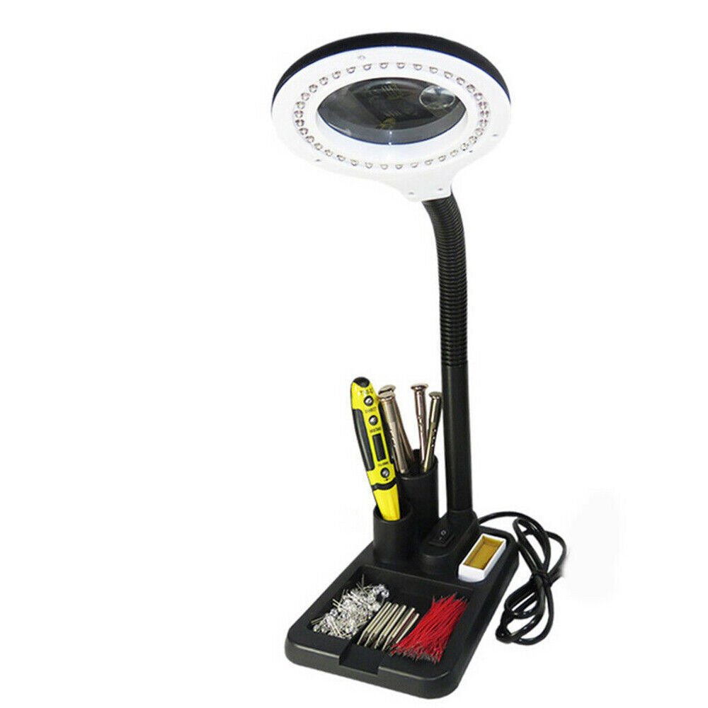 Nikula Esnek 5X / 10X 40 LED Işıklı Büyüteç Lamba Büyüteç Okuma Çalışma Lehim Masa Lambası A808