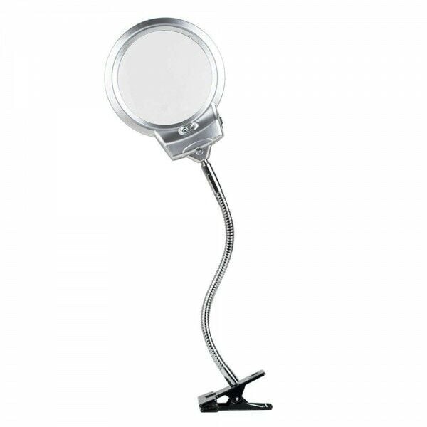 Nikula 2.5X130MM 5X24MM LED Aydınlatmalı Büyüteç Masaüstü Metal Hortum Mandallı MG15124-C