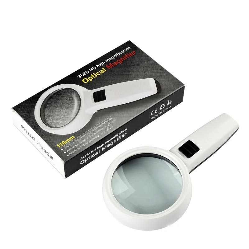 Nikula 3 LED'li 5x95mm ve 10x19mm El Büyüteç Takı Okuma Para Kontrol İçin DT7665