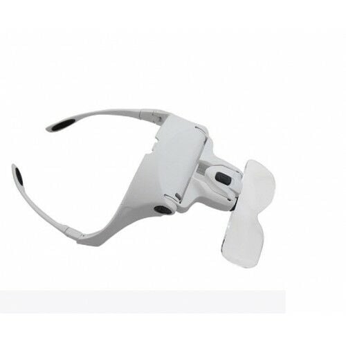 Nikula 5 Lensli 1.0x-3.5x Büyütmeli, 2 Led Işıklı Ayarlanabilir Gözlük Büyüteç - Model 9892B2
