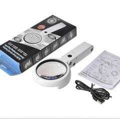 Nikula USB Şarj Edilebilir Katlanabilir 3.5-10x Büyüteç 8 LED'li Masa ve El İçin Taşınabilir Büyüteç FS90RC