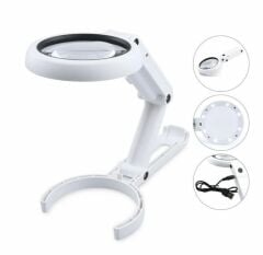 Nikula USB Şarj Edilebilir Katlanabilir 3.5-10x Büyüteç 8 LED'li Masa ve El İçin Taşınabilir Büyüteç FS90RC