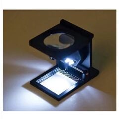 Nikula 28x28 Mm Katlanır Sayaçlı Metal Lüp, 2 LED Işıklı Büyüteç  TH9005A