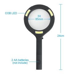 Nikula-3 LED'li Işıklı El Büyüteci | 250 Lümen Beyaz Işık | 3X Zoom | Tamirci Büyüteç | WT-374