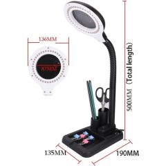Nikula Esnek 5X / 10X 40 LED Işıklı Büyüteç Lamba Büyüteç Okuma Çalışma Lehim Masa Lambası A808