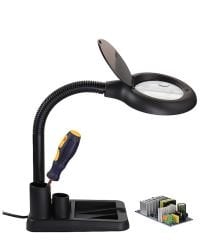Nikula Esnek 5X / 10X 40 LED Işıklı Büyüteç Lamba Büyüteç Okuma Çalışma Lehim Masa Lambası A808
