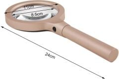 Nikula 12 LED Işıklı 10X Büyüteç Yaşlılar ve Çocuklar İçin Okuma Saplı Metal Büyüteç 8013