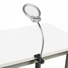 Nikula 2.5X130MM 5X24MM LED Aydınlatmalı Büyüteç Masaüstü Metal Hortum Mandallı MG15124-C
