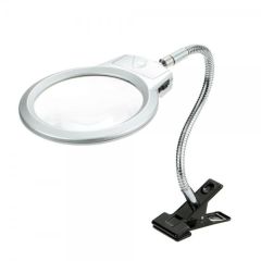 Nikula 2.5X130MM 5X24MM LED Aydınlatmalı Büyüteç Masaüstü Metal Hortum Mandallı MG15124-C