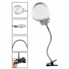 Nikula 2.5X130MM 5X24MM LED Aydınlatmalı Büyüteç Masaüstü Metal Hortum Mandallı MG15124-C