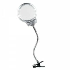 Nikula 2.5X130MM 5X24MM LED Aydınlatmalı Büyüteç Masaüstü Metal Hortum Mandallı MG15124-C