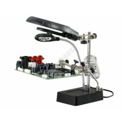 Nikula Masa Üstü Mandallı Işıklı Büyüteç - 2.5x90mm & 7.5x34mm Mercekli, Adaptörlü