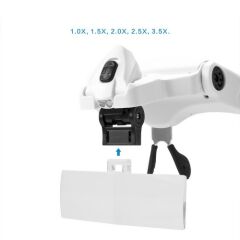 Nikula 5 Lensli 1.0x-3.5x Büyütmeli, 2 Led Işıklı Ayarlanabilir Gözlük Büyüteç - Model 9892B2