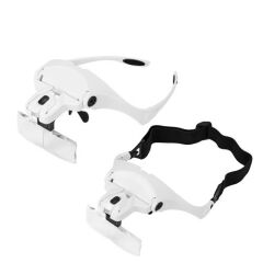 Nikula 5 Lensli 1.0x-3.5x Büyütmeli, 2 Led Işıklı Ayarlanabilir Gözlük Büyüteç - Model 9892B2