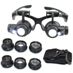 Nikula Gözlük Modeli 10x 15x 20x 25x Lens, 2 Led Işıklı Büyüteç