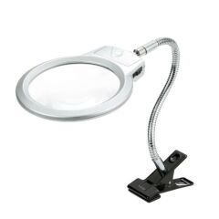 Nikula 2.5x90 mm & 5x24 mm Mandallı Metal Hortumlu Masaüstü Büyüteç - 2 Led Işıklı