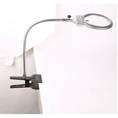 Nikula 2.5x90 mm & 5x24 mm Mandallı Metal Hortumlu Masaüstü Büyüteç - 2 Led Işıklı