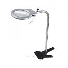 Nikula 2.5x90 mm & 5x24 mm Mandallı Metal Hortumlu Masaüstü Büyüteç - 2 Led Işıklı