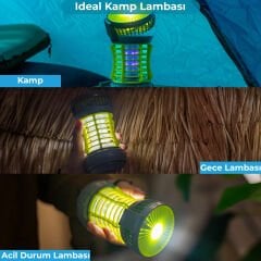 Bix KL-02 Taşınabilir LED Kamp Lambası & Elektrikli Sivrisinek Kovucu | Outdoor - İç & Dış Mekan - USB Şarjlı - Su Sıçramasına Dayanıklı (IPX4)