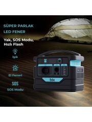 Bix PS140K 140000mAh 518Wh 500W AC Priz, 3*USB-A Taşınabilir Şarj Cihazı, SOS Destekli Led Işık, Kamp için ideal Power Station Güç İstasyonu