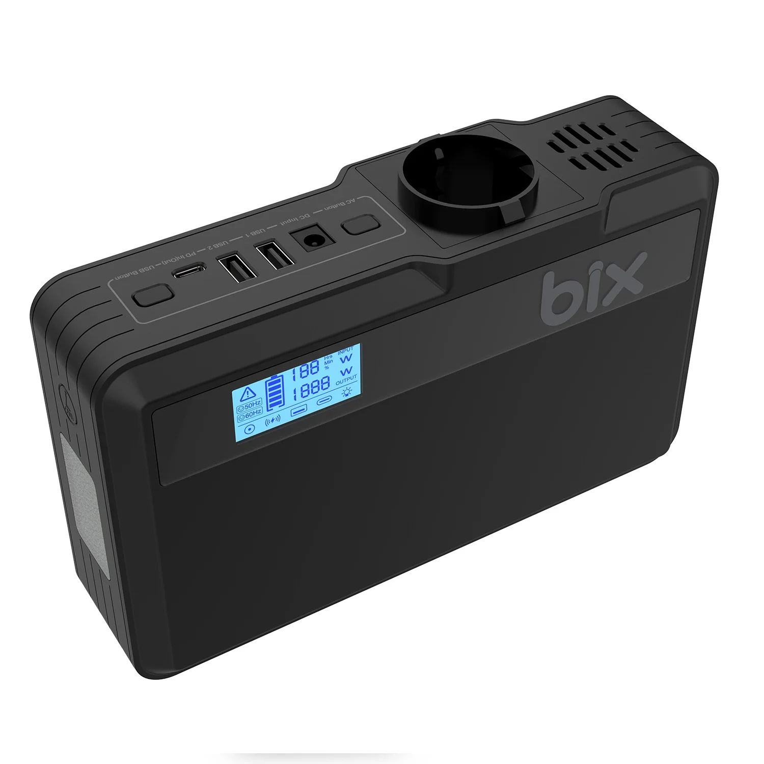 Bix PB401 40000mAh 230V 100W İnverter Powerbank 2*USB 1*Type-C PD Çıkışlı LED Işıklı Şarj İstasyonu