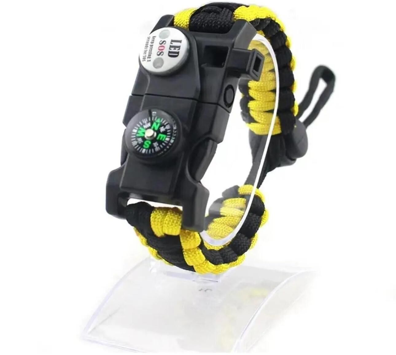 Pusula,Fenerli Yüksek Desibel Düdüklü Hayatta Kalma Kamp Bilekliği - Sarı