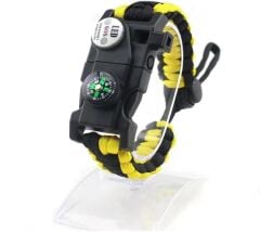 Pusula,Fenerli Yüksek Desibel Düdüklü Hayatta Kalma Kamp Bilekliği - Sarı