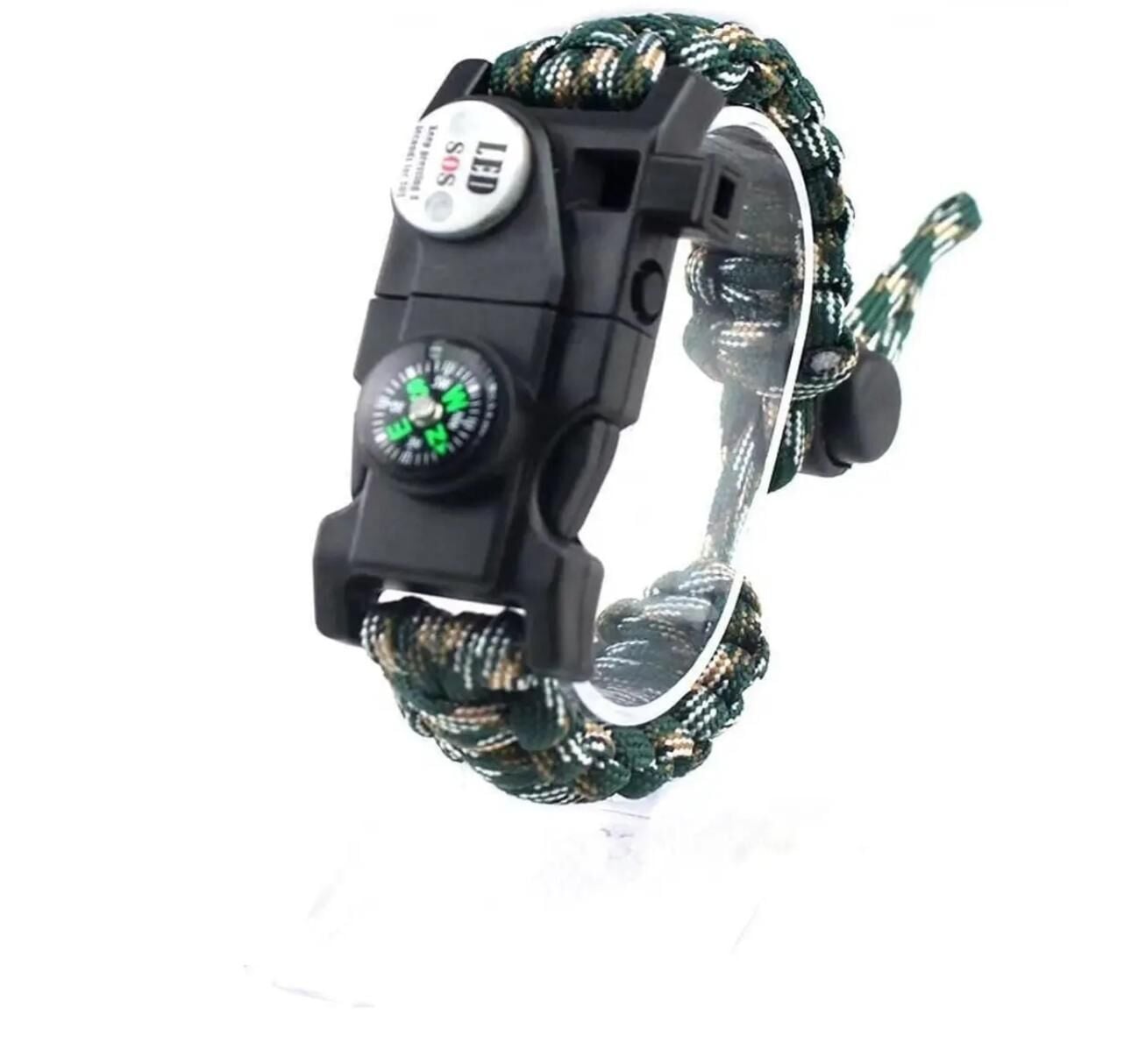 Pusula,Fenerli Yüksek Desibel Düdüklü Hayatta Kalma Kamp Bilekliği - Karışık Yeşil