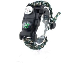 Pusula,Fenerli Yüksek Desibel Düdüklü Hayatta Kalma Kamp Bilekliği - Karışık Yeşil