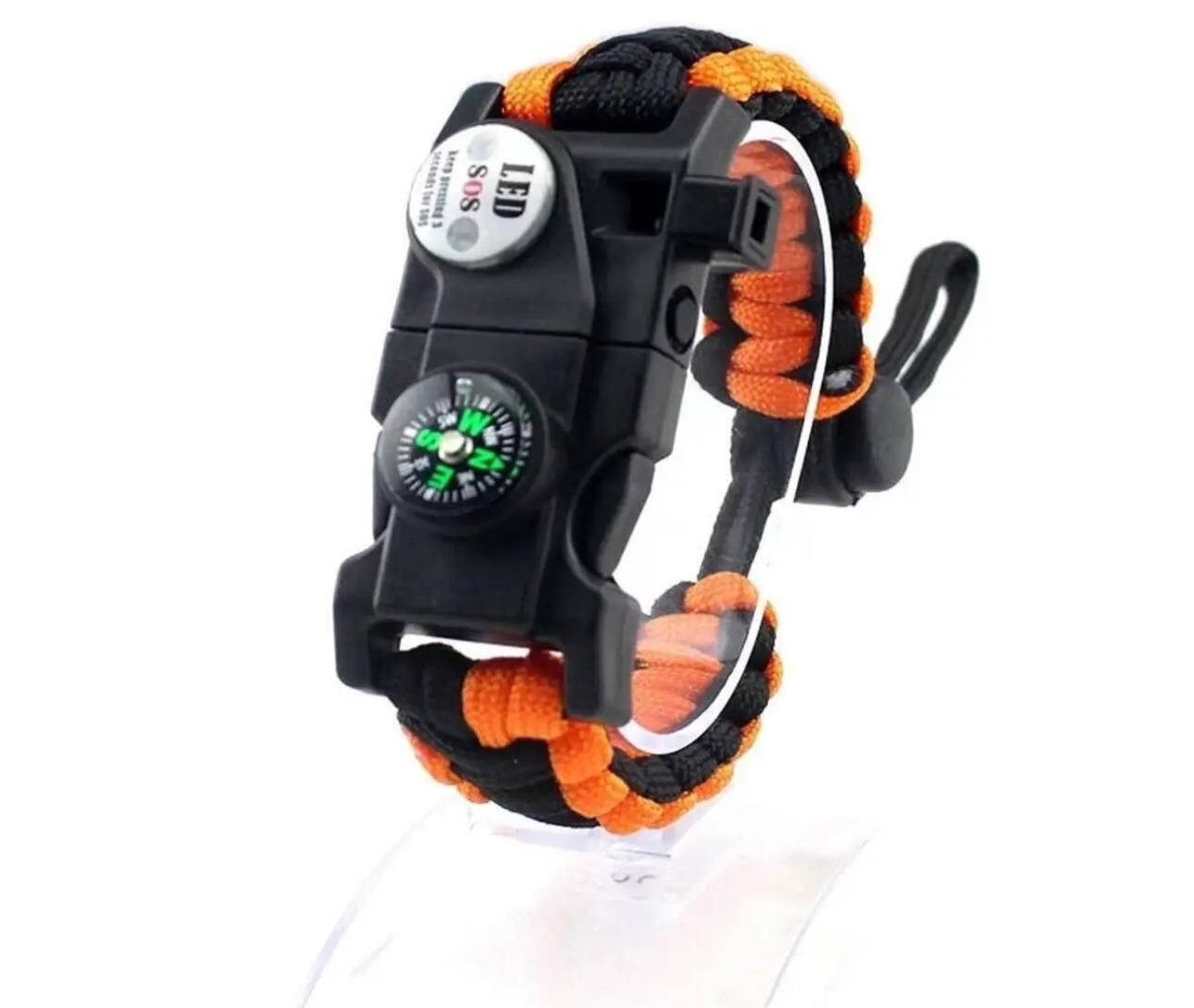 Pusula,Fenerli Yüksek Desibel Düdüklü Hayatta Kalma Kamp Bilekliği - Turuncu