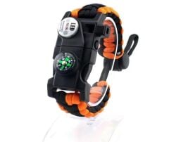 Pusula,Fenerli Yüksek Desibel Düdüklü Hayatta Kalma Kamp Bilekliği - Turuncu