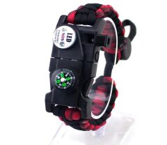 Pusula,Fenerli Yüksek Desibel Düdüklü Hayatta Kalma Kamp Bilekliği - Kırmızı