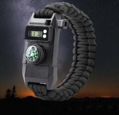 Paracord Dijital Saat Düdük Hayatta Kalma Kamp Bilekliği