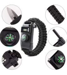 Paracord Dijital Saat Düdük Hayatta Kalma Kamp Bilekliği